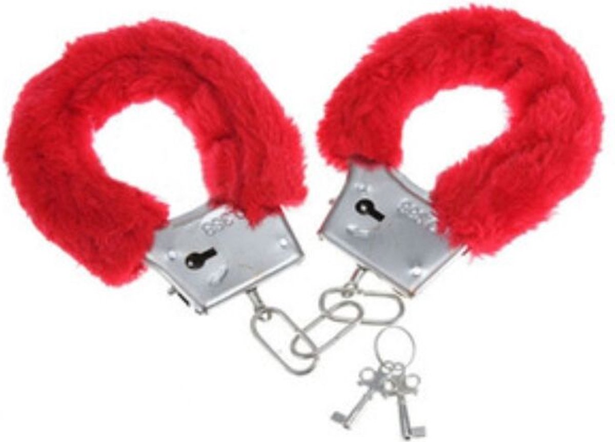 DIABLO PICANTE | Diablo Picante - Pleasure Furry Handcuffs Red | BDSM | Bondage | Couple Sex Games | Cuffs with Keys