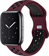 Strap-it Band geschikt voor Apple Watch - sport bandje - wijnrood/zwart - Maat: 42 - 44 - 45mm