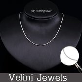 Velini jewels-1.4mm breed Slang halsketting-925 Zilver Ketting- 40 cm+5cm verlengstuk met Anker sluiting