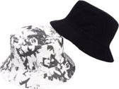 Bucket hat - Tie-dye Hoed Zonnehoedje Vissershoed - Zwart Wit