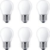 Greenways - Led Lamp - E27 - 4.3Watt (40W) - Kogel(vorm) - MAT glas - 470 Lumen - Warm wit licht - 2700K - 4.3W (vervangt 40w) - Grote fitting - Niet dimbaar - 6 Stuks