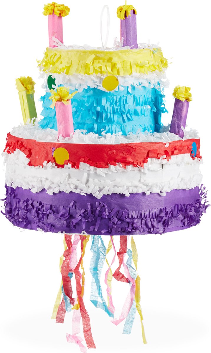 Relaxdays Pinata Birthday Cake - anniversaire - piñata - pull pinata - fête  d'enfants