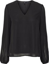 Vero Moda VMCIARA LS V-NECK PLISSE TOP - Black Black