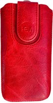 Apple iPhone 13 Insteekhoesje - Rode Suede look - Met handige trekkoord en magneetsluiting