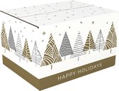 Kerstpakketdoos wit Under the stars 390 x 290 x 232 mm - pak met 10 dozen