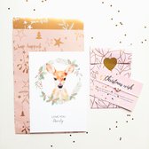 Kerstwens, kerstkaart & wensarmbandje ''love you deerly'' wish-bracelet, geluksbrenger, cadeau