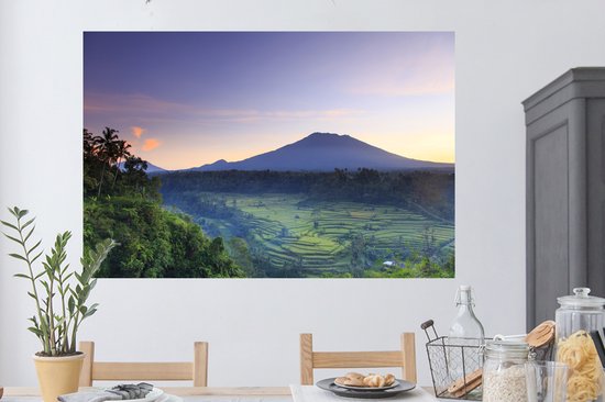 Sticker Muursticker Indonésie - Rizières en Indonésie - 120x80 cm - film adhésif autocollant - sticker mural repositionnable