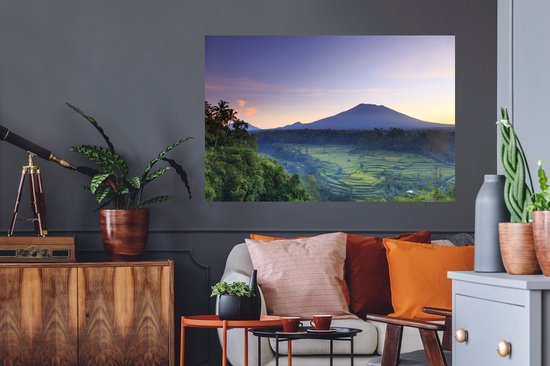 Sticker Muursticker Indonésie - Rizières en Indonésie - 120x80 cm - film adhésif autocollant - sticker mural repositionnable