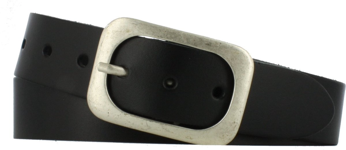 Leren Riem Glad Leer | Heren & Dames | 4cm breed | Riemmaat: 105cm (totale lengte: 120cm) | 100% echt leer | Kleur: zwart | Nikkelvrije gesp