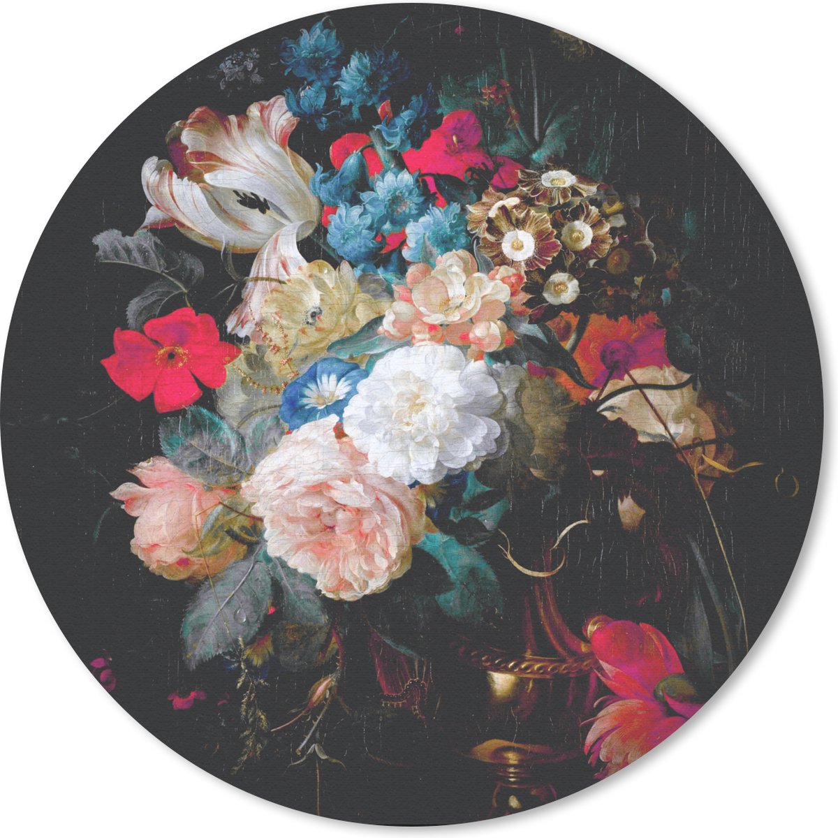 Muismat rond 30x30 cm - Mousepad Bloemen - Boeket - Regenboog - Ronde muismatten