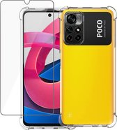 Hoesje voor Poco M4 Pro - Screenprotector voor Xiaomi Poco M4 Pro - Xiaomi Poco M4 Pro Siliconen Shock Proof Case Transparant met Versterkte rand en Glas Screen Protector