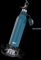 i-Drink- B-Evo - Pavone Leonardo - azuurblauw - thermofles 500 ml - roestvrij staal - houdt warme dranken tot 12 uur warm en koude dranken tot 20 uur fris - verwijderbare bodem ideaal om binnenin schoon te maken