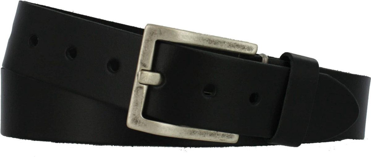Leren Riem Glad Leer | Heren & Dames | 4cm breed | Riemmaat: 115cm (totale lengte: 130cm) | 100% echt leer | Kleur: zwart | Nikkelvrije gesp