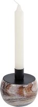 Oneiro’s Luxe kandelaar Marble Multi – 9x9x9,5cm- kaarsenhouder - waxinelichthouder - decoratie – woonaccessoires – wonen -decoratie – kaarsen – metaal - hout
