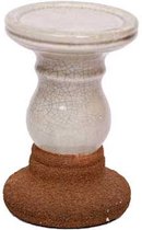 Oneiro’s Luxe kandelaar CHESS Brown/Grey – 15 cm- kaarsenhouder - waxinelichthouder - decoratie – woonaccessoires – wonen -decoratie – kaarsen – metaal - hout