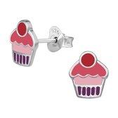 Oorbellen meisje - kinderoorbellen meisje zilver - Zilveren oorstekers, Cupcake - Sparkle & More