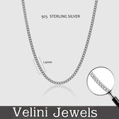 Velini jewels-1.4MM Cubaanse halsketting-925 Zilver Ketting-40+5cm met anker slot