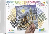 Pixelhobby geschenkdoos KERST - 9 basisplaten - Kerk
