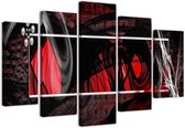 Trend24 - Canvas Schilderij - Expressie - Vijfluik - Abstract - 200x100x2 cm - Rood