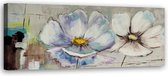 Trend24 - Canvas Schilderij - Twee Bloemen - Schilderijen - Bloemen - 90x30x2 cm - Blauw