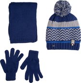 Kitti 3-Delig Winter Set | Muts (Beanie) met Fleecevoering - Sjaal - Handschoenen | 9-15 Jaar Jongens | Warmte-03 (K2180-09)