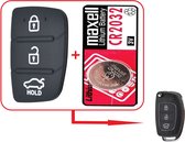 Autosleutel Rubber / Pad 3 knoppen met Batterij geschikt voor Hyundai Elantra / Solaris / Tucson / Accent / Santa Fe / Mistra / i20 iX25 i30 ix35 iX45 / hyundai autosleutel rubberen knoppen.
