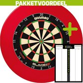 Winmau Blade 6 Triple Core Dartbord + Rubberen Surround (Rood) + Dart Scorebord Deluxe (42*30)