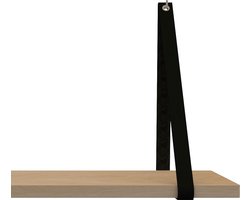 Leren Plankdragers - Handles and more® - 100% leer - ZWART - set van 2 leren plank banden