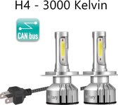 H4 LED Lamp Auto Motor Scooter (Set 2 stuks) - Interne CANbus adapter - 3000K Warm Wit 14000 Lumen- 72W - Dimlicht, Grootlicht & Mistlicht - Koplampen