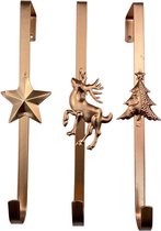 Metalen kerst hanger - kerstkrans haak | 10 x 6 x 29 cm | Speciale deurhanger voor over de deur | Haak om jouw kerstcadeaus in zak of kerst decoratie aan op te hangen | Koper