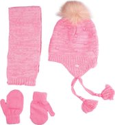 Kitti 3-Delig Winter Set | Muts met Fleecevoering - Sjaal - Handschoenen | 1-4 Jaar Meisjes | Stippen-01 (K2160-01)