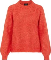 Pieces FENJA LS O-NECK KNIT 17111292 Dames Trui cherry tomato - Maat M