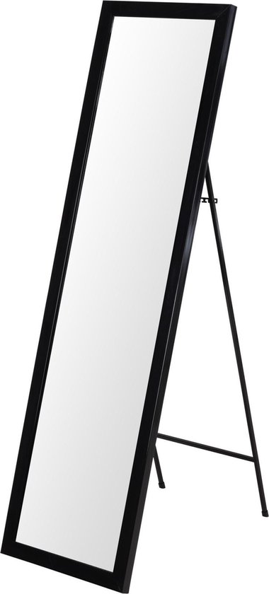 H&S Collection - Passpiegel Zwart - 126 x 36 cm - Visagie spiegel - Passpiegel - Staande spiegel - Make-up spiegel - Tutorial spiege - Staande spiegel
