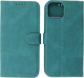 iPhone 13 Mini Hoesje - Portemonnee Book Case - Kaarthouder & Magneetlipje - Kunstleer - Donker Groen
