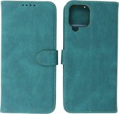 Samsung Galaxy A12 Hoesje - Portemonnee Book Case - Kaarthouder & Magneetlipje - Kunstleer - Donker Groen