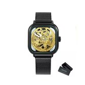 Skeleton Horloge Zwart&Goud | Waterafstotend | Cadeau Giftbox | Zwart&Goud | Automatic Horloges | Automatisch Watchwinder | Skeleton Horloges Unisex Skeleton Herenhorloge Jongens Heren | Pase