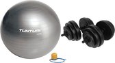 Tunturi - Fitness Set - Vinyl Halterset 28 kg  - Gymball Zilver 55 cm