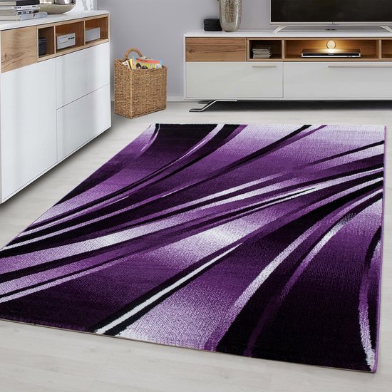 Paars Tapijt Laagpolig Vloerkleed - 80x150cm- Modern - Woonkamer - Salon - Slaapkamer - Eetkamer