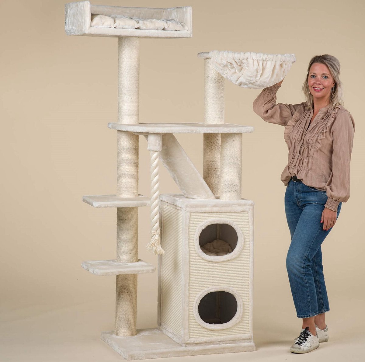 Krabpaal Voor Grote Katten Cat Penthouse Crème Beige van RHRQuality