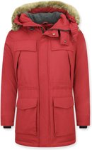 Lange Parka Jas Heren – Met Bontkraag - Rood