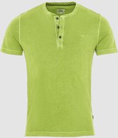 Short Sleeve T-Shirt With Henley Collar In Organic Cotton Lime