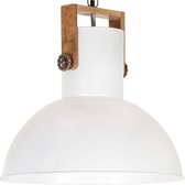 Industriële hanglamp 25 W wit rond mangohout 52 cm E27