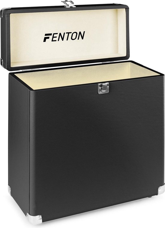 Platenkoffer - Fenton RC30 platenkoffer voor 30 - 35 platen - Geschikt voor alle formaten - Flanellen voering - Zwart