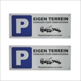 24ME® - 2 Stuks Verboden Parkeren Borden Incl. 4 Boorgaatjes - 30cm x 3mm x 12cm