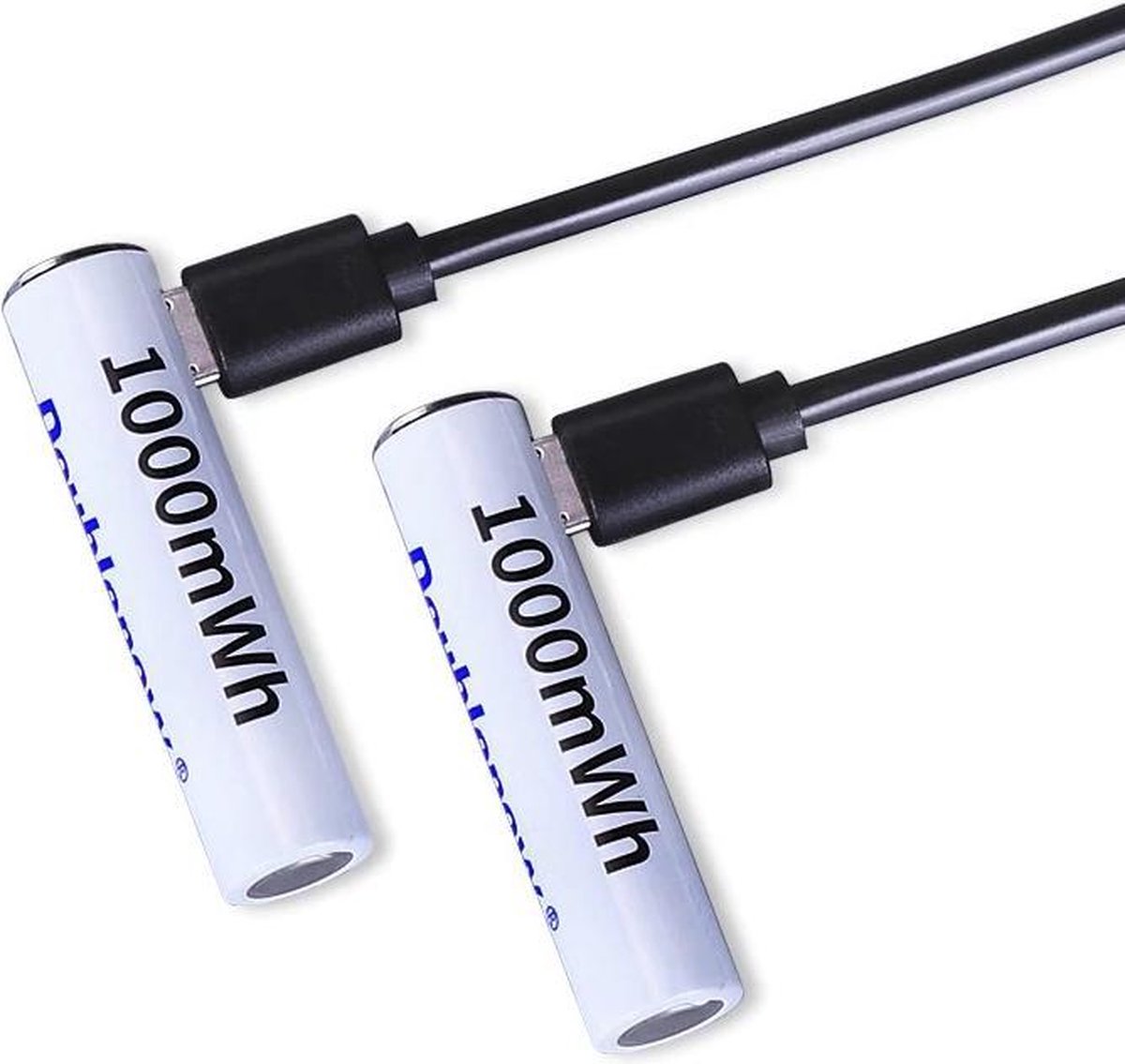 MaxiQualis USB Oplaadbare Li-ion Batterij 1000mWh - AAA Batterijen - Oplaadbaar via micro USB( 2 Stuks)