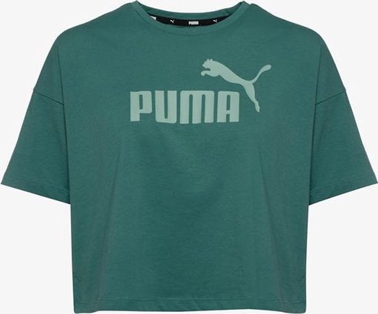 Puma Essentials Cropped Logo Tee dames T-shirt - Groen - L | bol.com