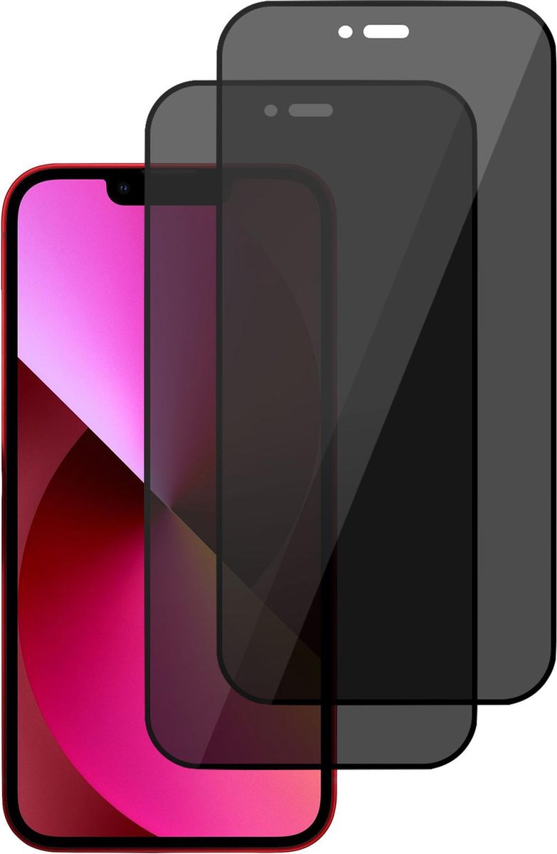 Screenprotector geschikt voor iPhone 13 - Privacy - Prive Beschermglas Screen Protector - 2x