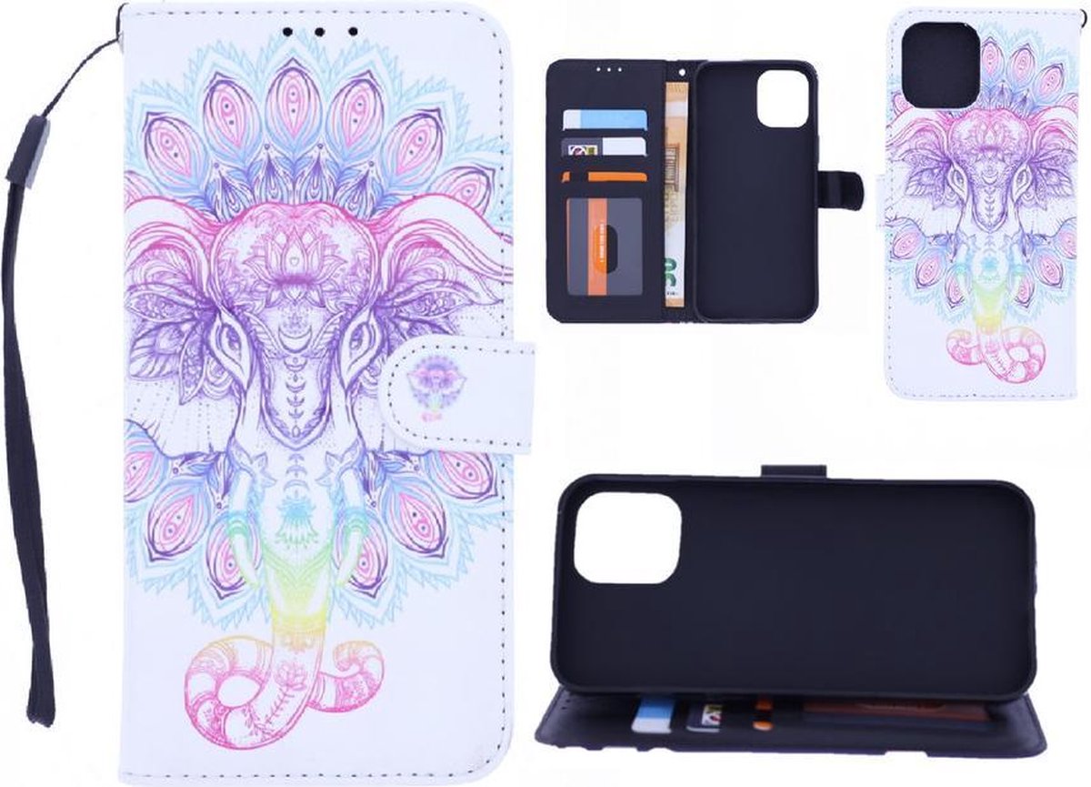 Bookcase Geschikt voor: Oppo A73 5G hoesje met print - Elephant 3D