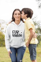 Fur Mama Hoodie, Schattige Bont Mama Hoodies Voor Moeders, Hoodies Met Pootafdruk, Cadeau Voor Mama's, Unisex Hooded Sweatshirt, D004-037W, S, Wit