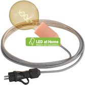 LEDatHOME - Strijkijzersnoer, draagbare buitenlamp, 5 m textielkabel, IP65 waterdichte lamphouder en stekker, inclusief LED lamp dimbaar.